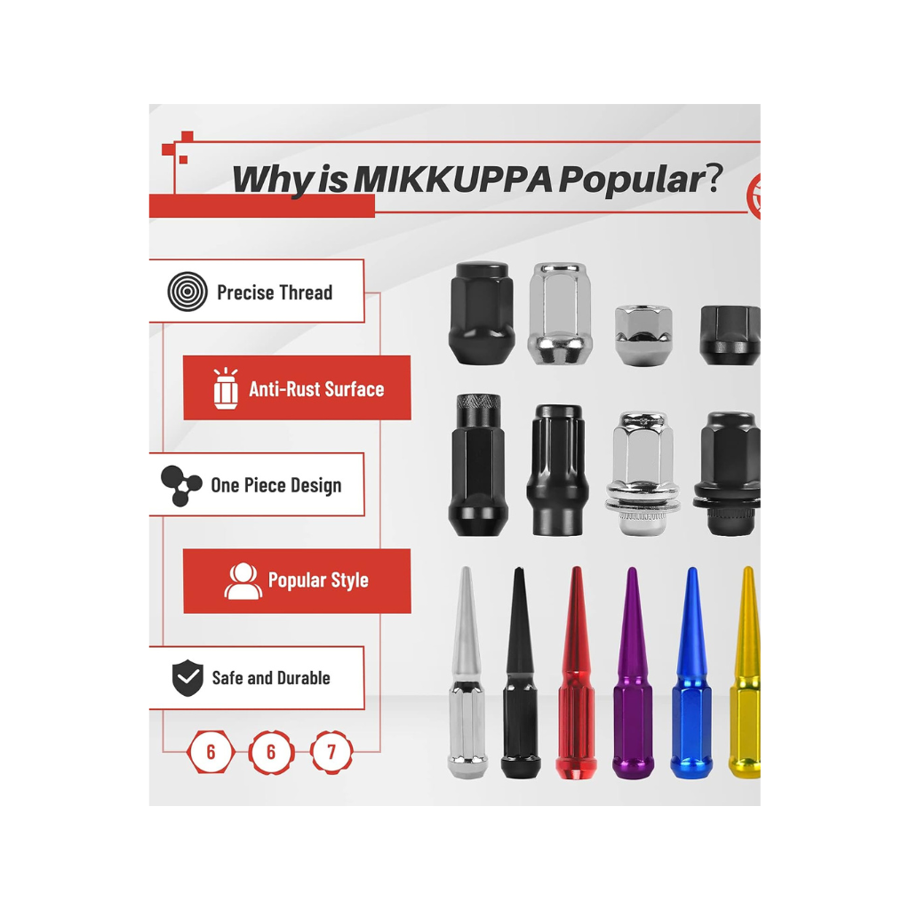 Kit De Tuercas Espiga 12x1.5 Negro Metalizado - TUERCAS